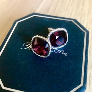 Brighton Square Earrings, Garnet Swarovski crystal